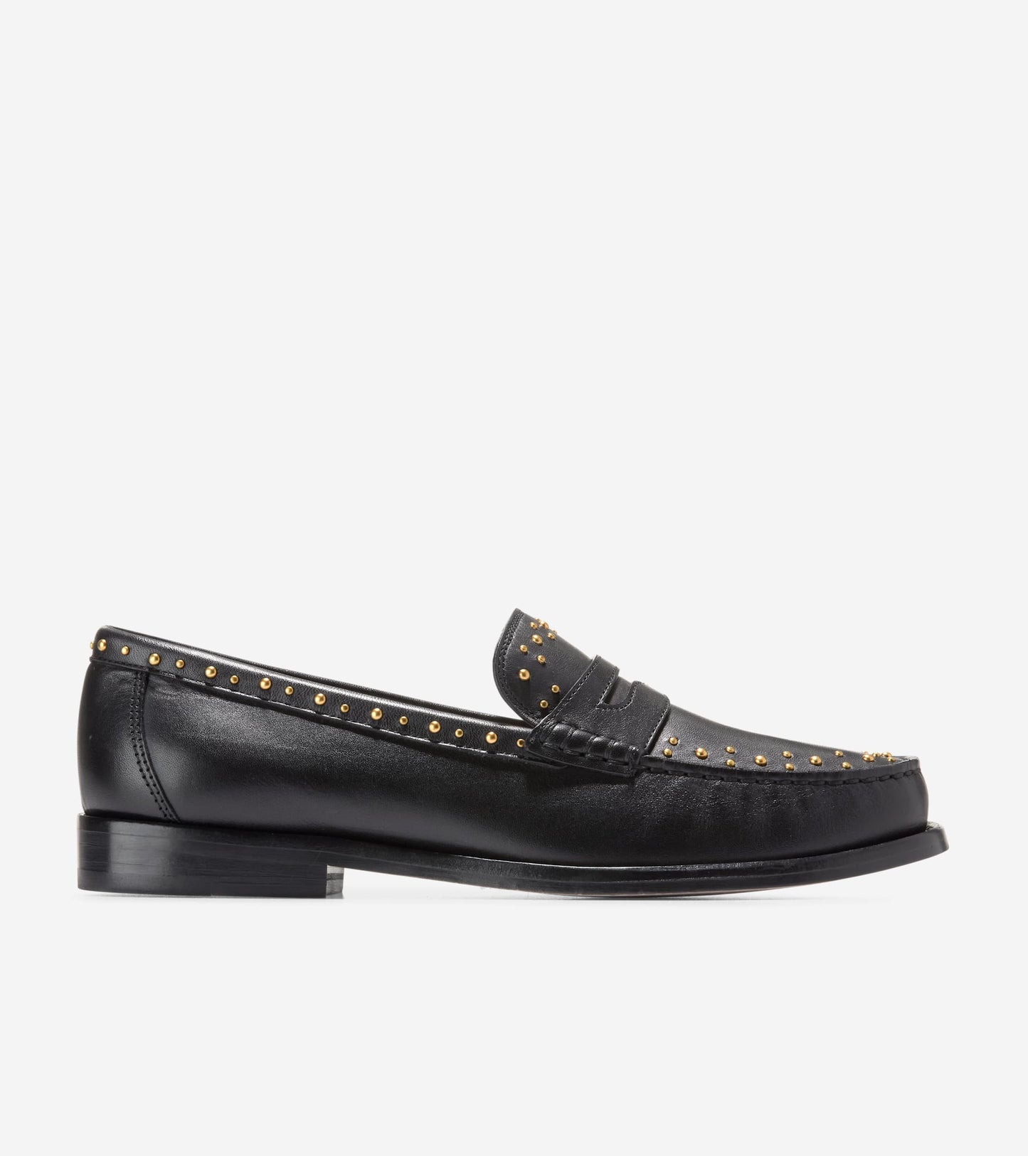 W34197:BLACK LEATHER/GOLD STUDS