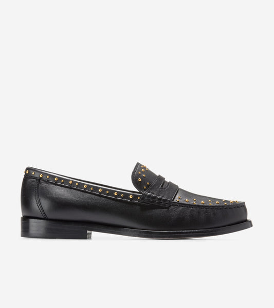W34197:BLACK LEATHER/GOLD STUDS