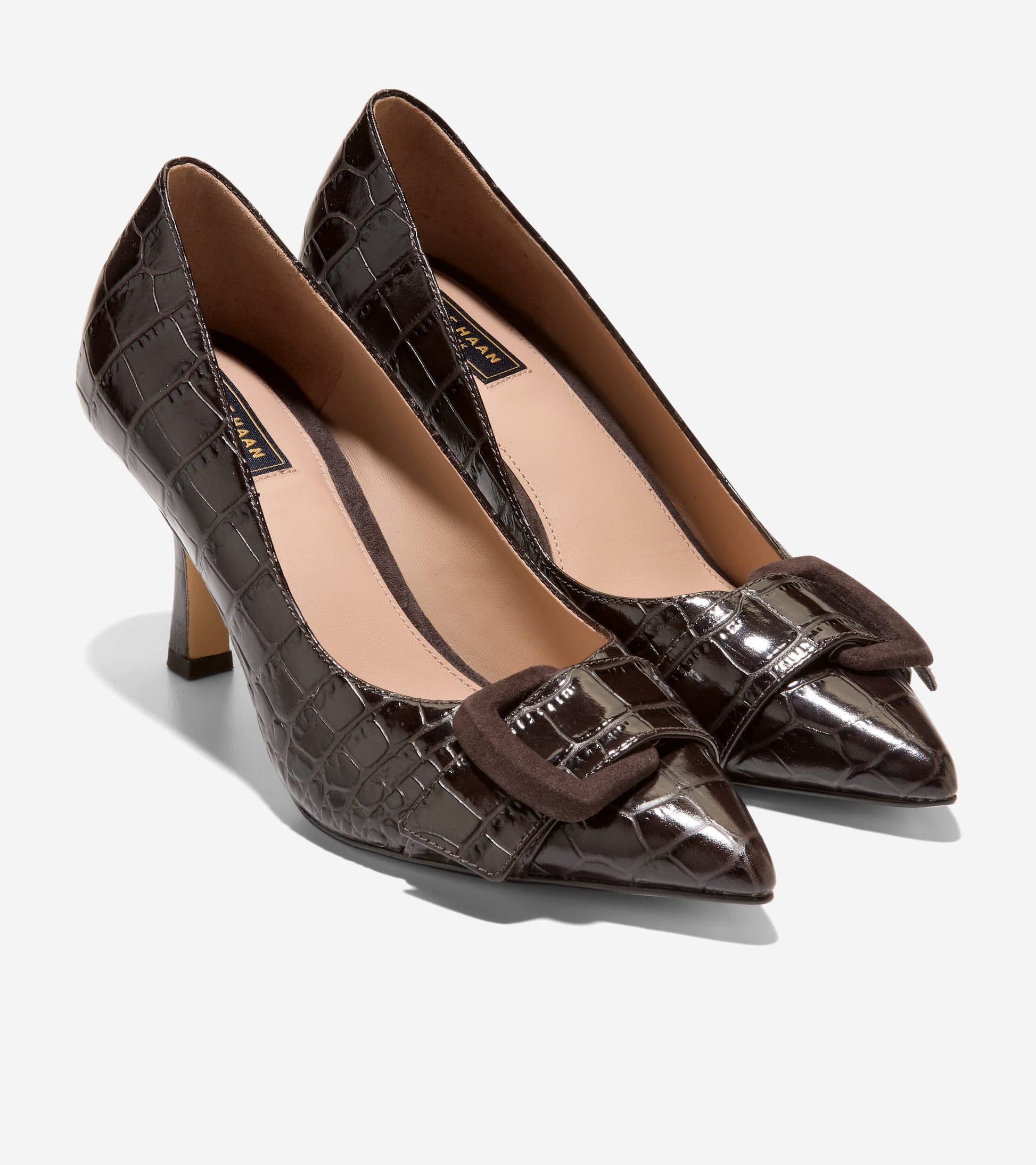 W38020:CH DARK CHOCOLATE CROC PRINT LEATHER / CH DARK CHOCOLATE SUEDE