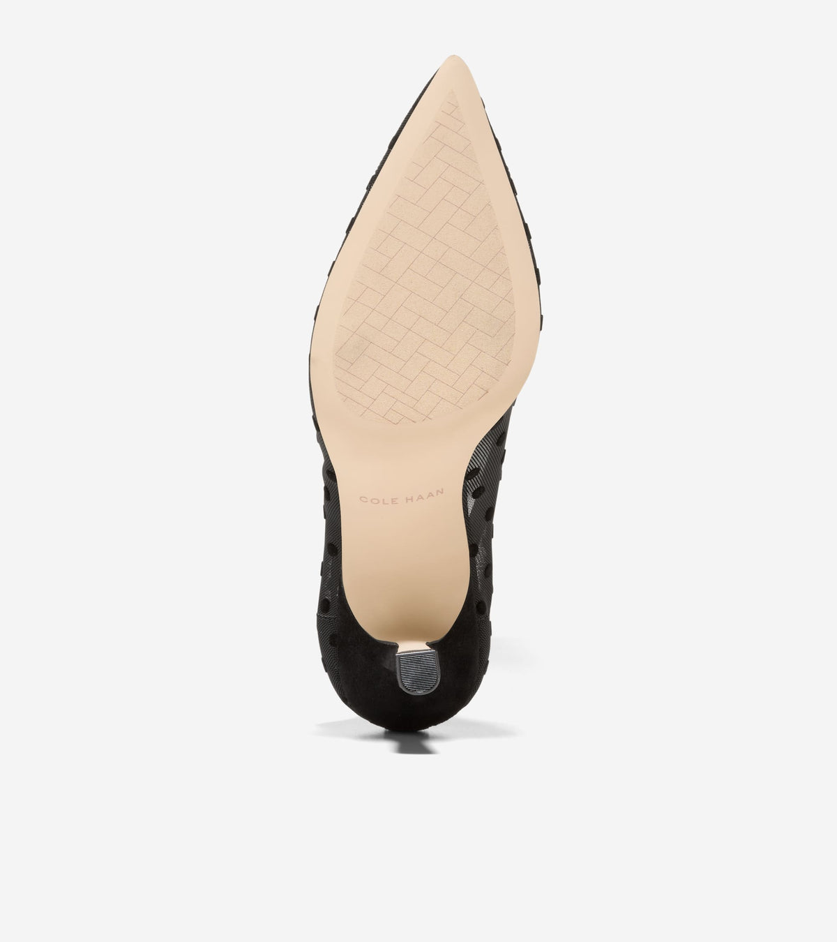 W37947:BLACK POLKA DOT MESH / BLACK SUEDE
