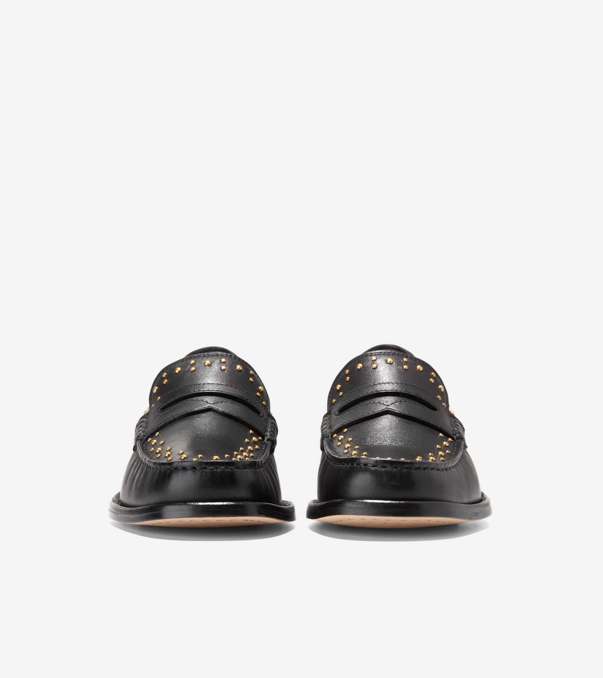 W34197:BLACK LEATHER/GOLD STUDS