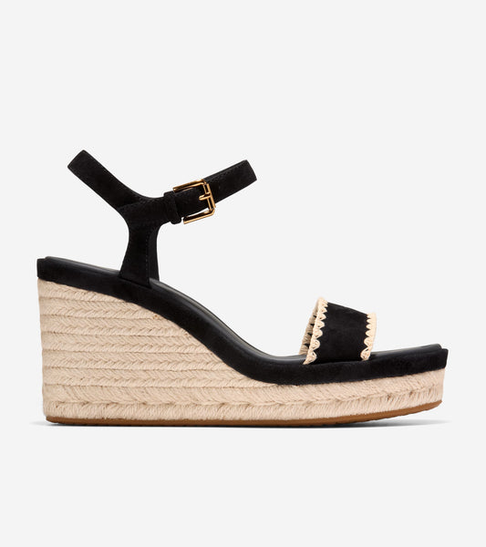 W36996:BLACK SUEDE / NATURAL RAFFIA