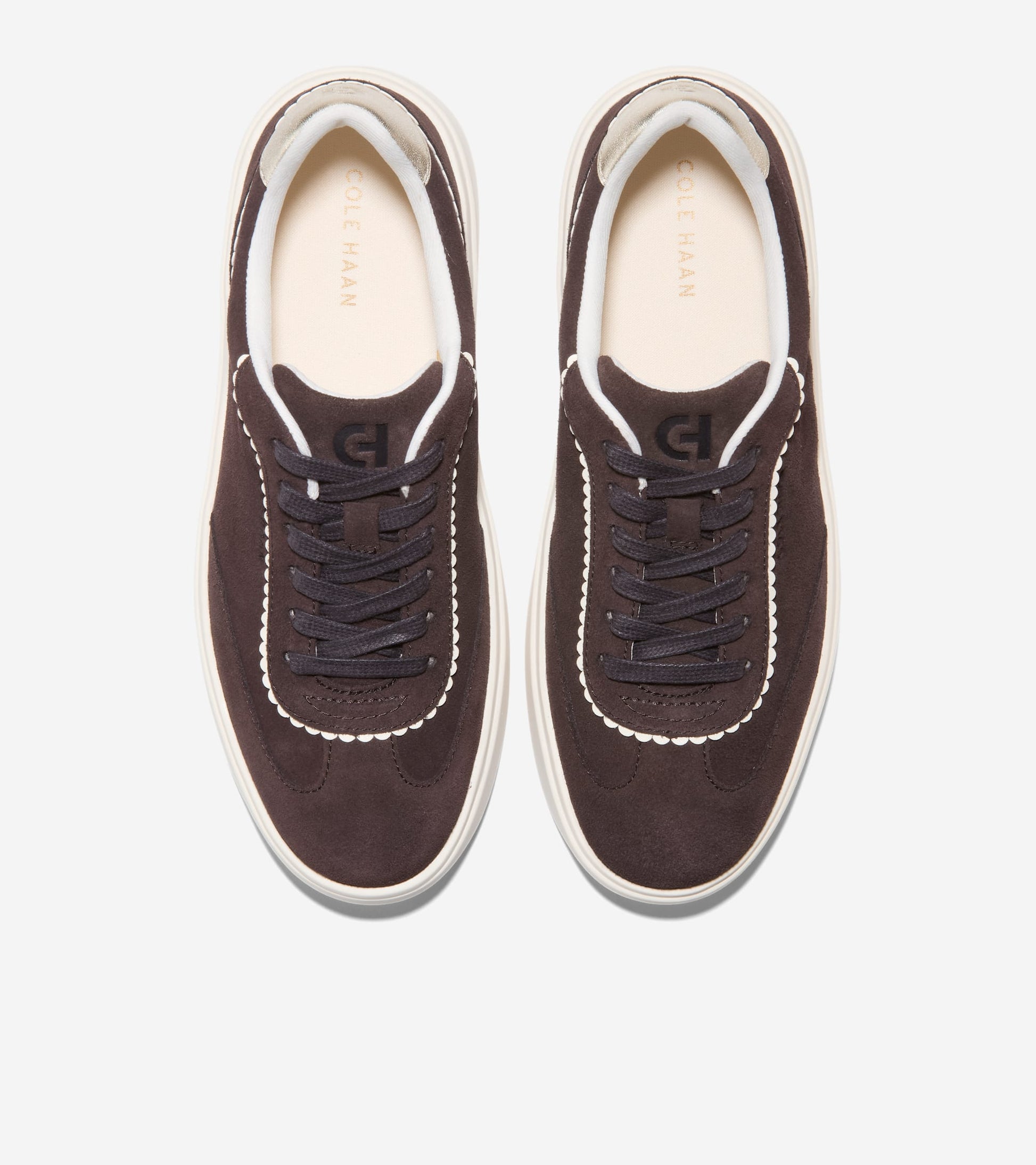 W34885:CH DK CHOCOLATE SUEDE/IVORY/SOFT GOLD/IVORY