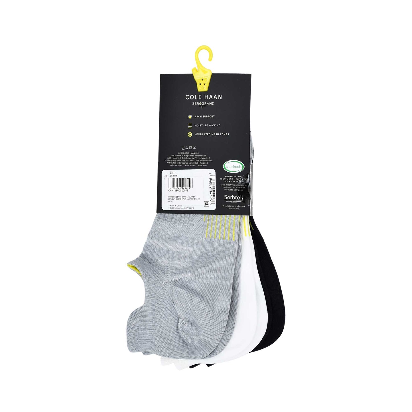 Cole Haan Men 3-Pack No-Show Socks Navy Multi