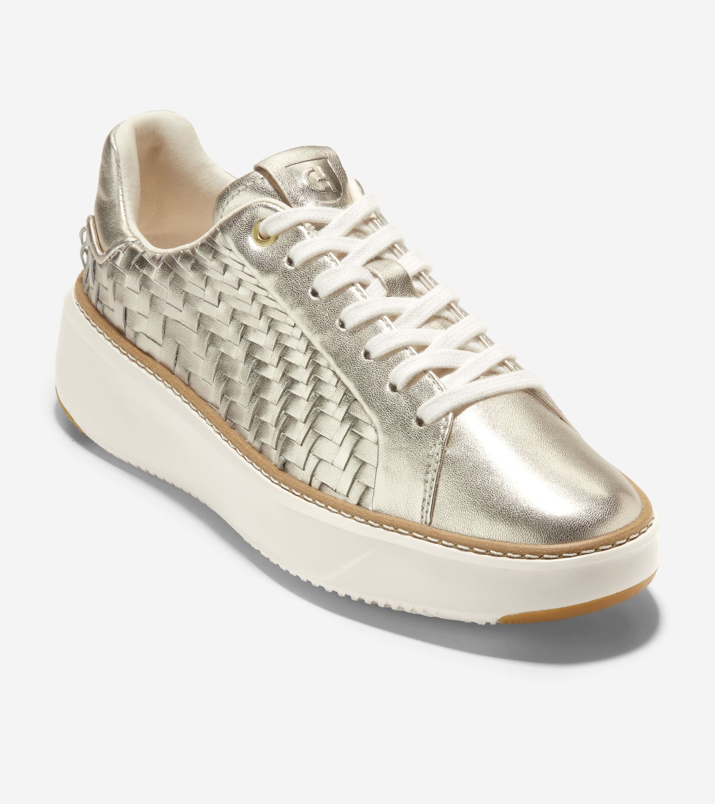 W30308:SOFT GOLD GENEVIEVE WEAVE LEATHER/IVORY