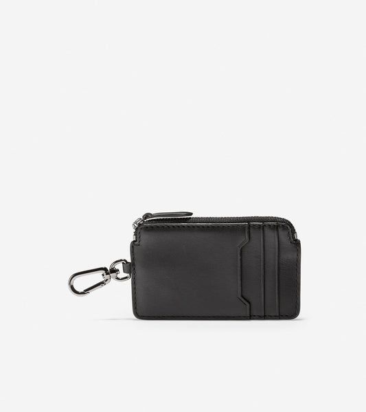 GRANDSERIES Leather Zip Card Case With Key Ring