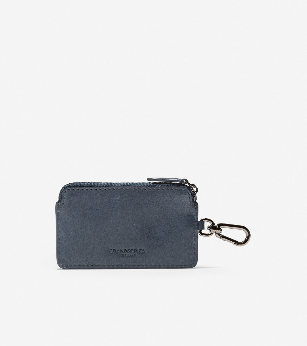 GRANDSERIES Leather Zip Card Case With Key Ring