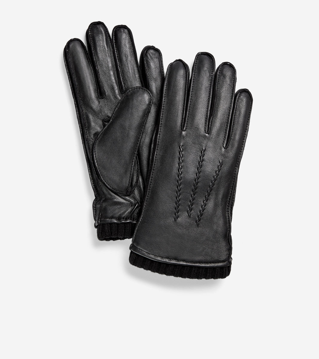 GRANDSERIES Leather Knit Cuff Glove