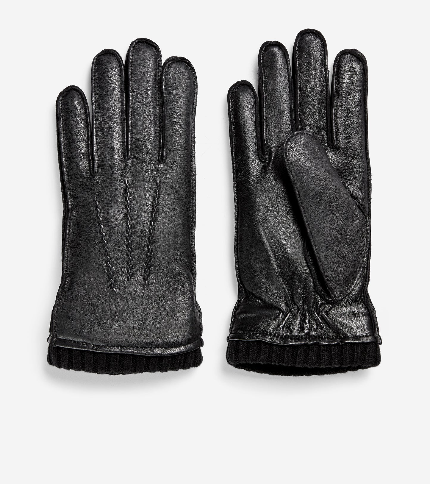 GRANDSERIES Leather Knit Cuff Glove