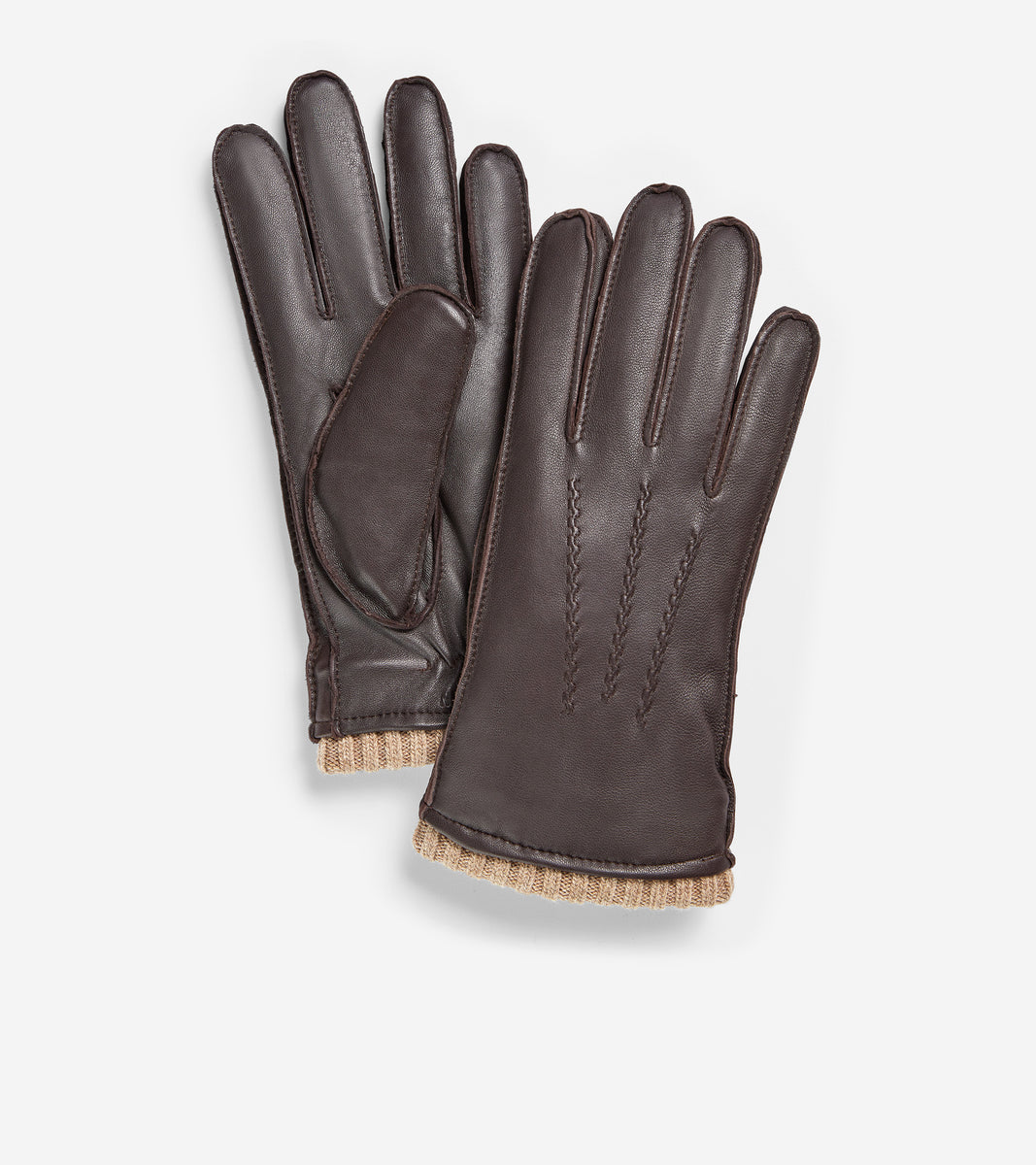 GRANDSERIES Leather Knit Cuff Glove