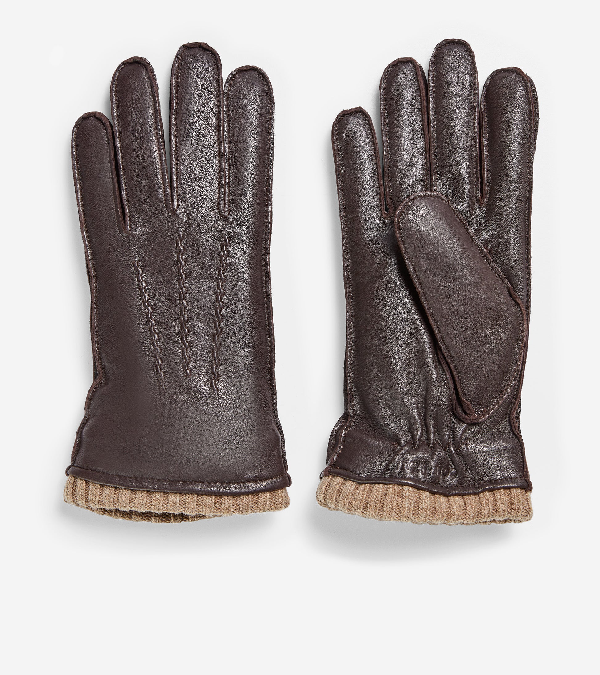 GRANDSERIES Leather Knit Cuff Glove