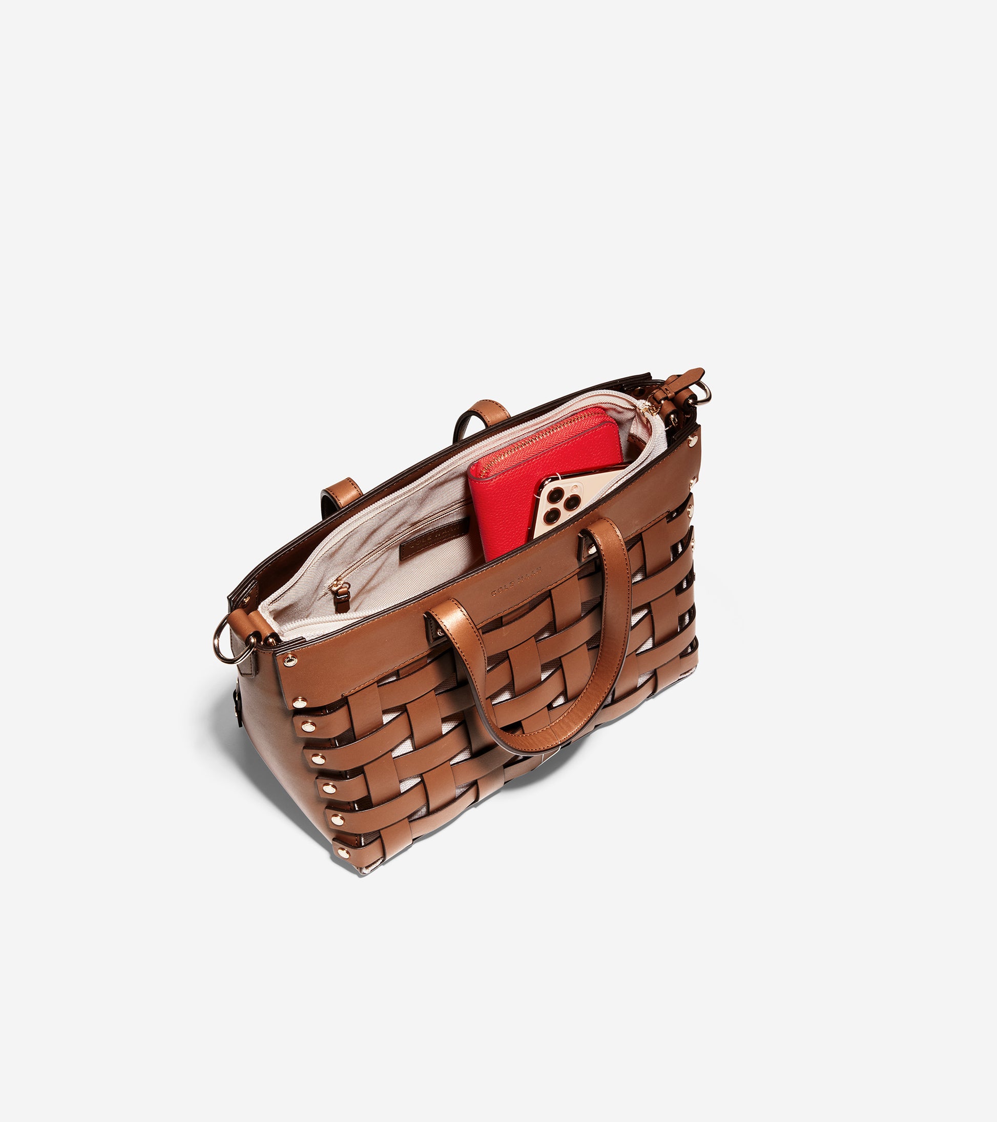 Leather Basket Tote Bag